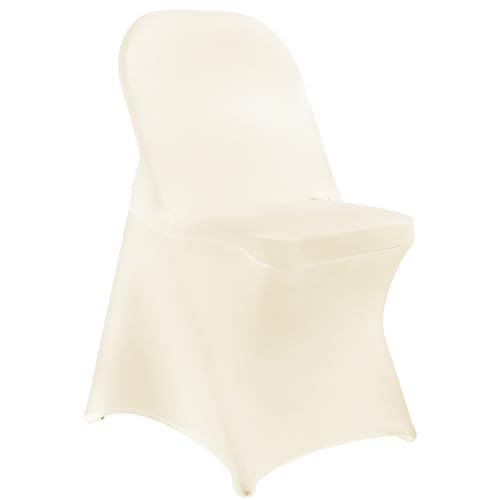 LGJIAOJIAO Stretch Spandex Chair Covers - Ivory 12 PCS, Folding