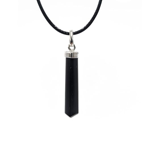 PURAJA Pendentif tourmaline brute en véritable pierre précieuse | Chaîne de guérison avec pendentif en pierre brute | Incl. cordon de haute qualité...