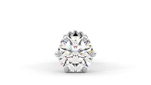elitebox 14K White Gold Diamond Nose Stud & Labret Monroe Piercing – 6 Prong Screw Back Earring for Tragus, Helix, Lip, Lobe – Unisex F-G Color Gem3