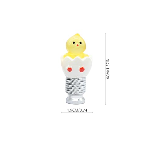 4-Pack Handmade Silver Base Yellow Eggshell Chicken Valve Stem Caps for Schrader Valves, Fun & Unique Car and Bike Accessory, Cute Tire Decoration, Novelty Wheel Accent