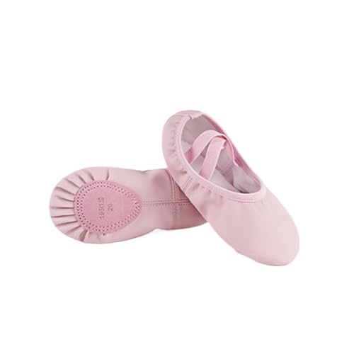 PU Ballet Shoes for Toddler Girls Children Dance Shoe Leather Ballet Flats Kids Soft Sole Gymnastics Shoes Dancing Slippers(Pastel Violet,22(Foot 16cm))