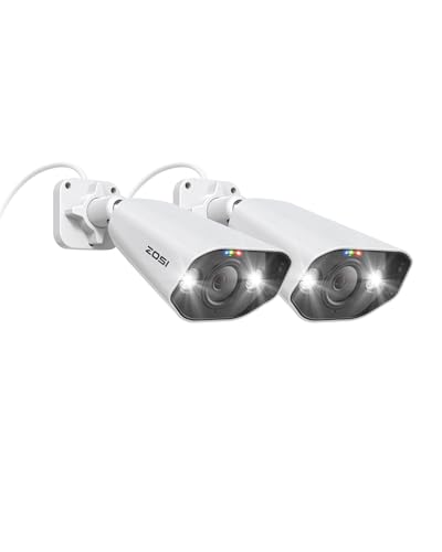 Image of ZOSI 2 Pack 4K PoE Security Cameras, Human Detection, Color Night Vision, Two Way Audio, 8MP Weatherproof Outdoor Indoor IP Add-on Camera 4K PoE NVR