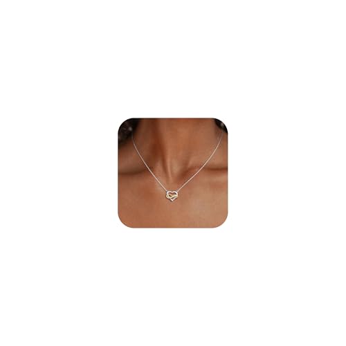 Halskette Damen Kette Silber Frauen - 14K Weißgold Halsketten Verstellbar aus Kupfer, Kette Damen mit Anhänger aus Herz & Unendlichkeit, 46 cm Damenkette Geschenk für Geburtstag Jahrestag Hochzeit Halskette Damen Kette Silber Frauen - 14K Weißgold Halsketten Verstellbar aus Kupfer, Kette Damen mit Anhänger aus Herz & Unendlichkeit, 46 cm Damenkette Geschenk für Geburtstag Jahrestag Hochzeit