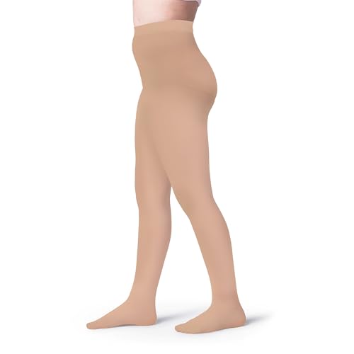 Silky Toes Girls Opaque Microfiber Tights (1 Pair) Black White or Colored Nylon Stockings for Kids and Toddlers Every Size (Nude 1pk 2-4)