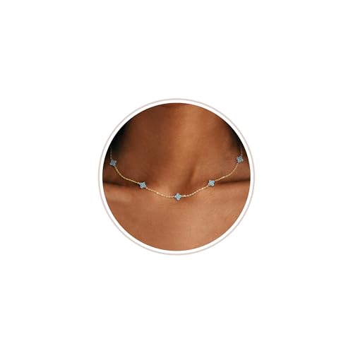 ZHESHY Cadena De Oro Mujer 18k Zircón Collar Trebol Impermeable Adjustable Collar Personalizado Collares De La Amistad Moda Joyas De Regalos Originales Para Mujer Niña