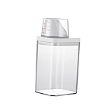 KBOLAE Contenedor de almacenamiento de arroz para despensa con taza medidora, dispensador de detergente para lavandería, M (1100 ml), color blanco, Blanco, 1100 ml, 1100ml, como se muestra en la