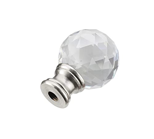 Aspen Creative 24008 Clear Faceted Crystal Lamp Finial In Brushed Nickel Finish, 1 3/4" Tall (1 Pack) #TOP1