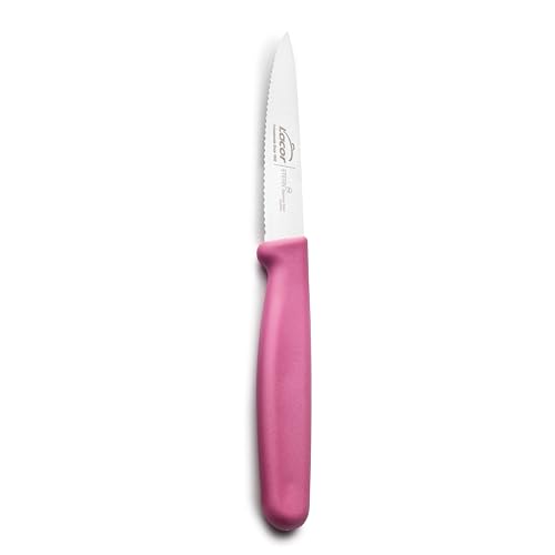 LACOR - 39231 - Cuchillo Etern, Filo Dentado, Acero Inoxidable, 100% libre BPA, Hoja 9 cm, Mango Ergonómico, Magenta
