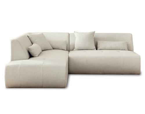 Lisa Design Onyx – modulares 5-Sitzer Ecksofa Links – aus Stoff Beige
