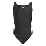 adidas Mädchen 3 Stripes Badeanzügo, Black/White, 128