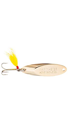 Acme Kastmaster Lure with Bucktail Teaser and Treble Hook, Gold, 1/8 Oz
