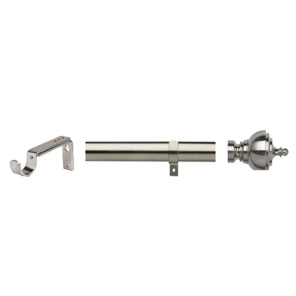 35mm Diameter Metal Eyelet Curtain Pole Rod Set with Designer Adjustable Brackets & Vienna End Finials (Satin Silver, 400cm)