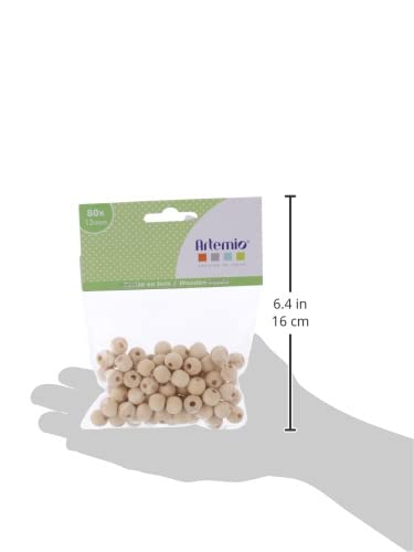 Artemio-80 Pezzi, 12 mm, in Legno, con Perline
