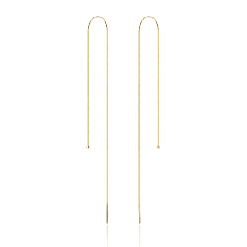 925 Sterling Silver Plated 14K Gold Earrings for Women - Hypoallergenic Nickel Free Lightweight Dangle Earrings, Long Chain Threader Jewelry for Everyday Wear, Trendy Gift for Her