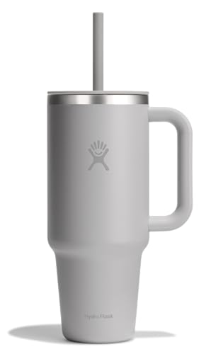 Image of Hydro Flask Travel Tumbler with Handle, Lid and Straw - Insulated Stainless Steel in 40 Oz Tonal Birch Gray