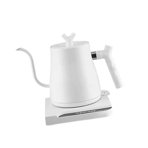 Pitycbo Hervidor Eléctrico Jarra de Cuello de Cisne Caldera de Calentamiento Rápido de Acero para Controlar La Velocidad del Agua Adecuado para Preparar, Blanco, 800 litros