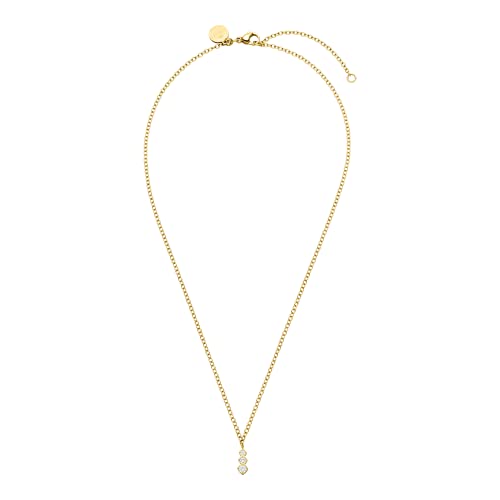 Purelei® Collier Sparkling, Chaîne pour Femme en Acier inoxydable, Collier résistant à l'eau avec 3 brillants, Collier Femme haute qualité, longueur réglable 40-45 cm (Or, Acier inoxydable) Cover