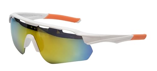 Calabria Double Bounce White Orange/Red Mirror Pickleball Sunglasses for Women Polarized Pickleball Glasses for Men Racquetball Protective Eyewear Outdoor Sunglasses Men Sport Squash Cricket Glasses