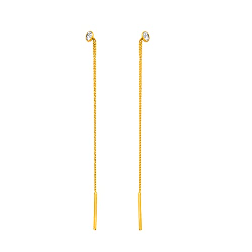 Damen Ohrringe 585 14k Gold Gelbgold Durchzieher Zirkonia Cover
