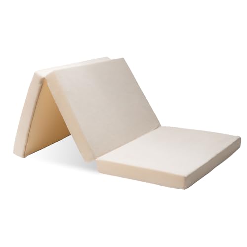 アイリスプラザ マットレス 高反発 セミシングル 厚さ10cm 硬め190N 三つ折りウレタンマットレス 抗菌防臭 アイボリー