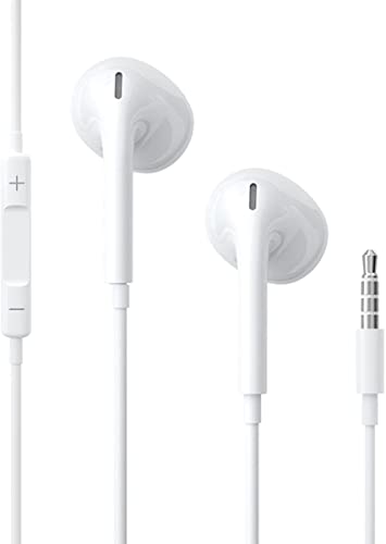 TheMax Earphones with Mic & Remote Control Noise Isolating in-Ear Headphones Compatible with iOSiPhone 6 / 6s / 6s Plus / 5 / 5c / 5s, Samsung and Other Devices-3.5mm Earphone jack- White