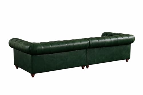 Image of Classic Leatherette Chester Sofa Set Button Tufted, Classic Style Sofa Set for Living Room, Office, and Hallway Colour (Bottle Green Leatherette, 2+2=4 Seater Sofa)