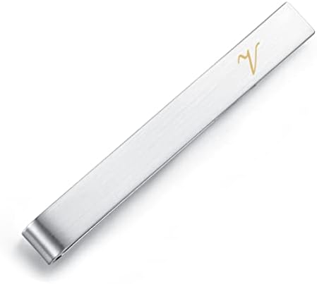 Honey Bear Mens Initial Alphabet Letter Tie Clip Bar - Normal Size Stainless Steel For Business Wedding Gift,5.4cm,Brushed Silver A - Z