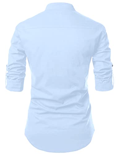 Image of Zombom Men's Solid Cotton Polyester Blend Casual Regular Fit Mandarin /Chinese Collor Full Sleeve Kurta Shirt for Men