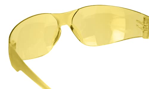Image of BISON LIFE Yellow Safety Glasses for Men & Women, Bulk ANSI Z87.1, 144 Pack | Scratch & Impact Resistant Wraparound Safety Goggles, UV Protection Eyewear for Work, Construction, Lab, Industrial
