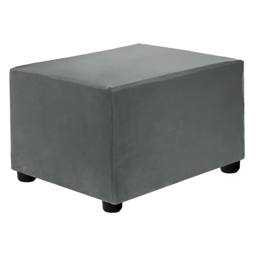 Housse de pouf extensible pour rénover un repose-pieds usé gris - 2