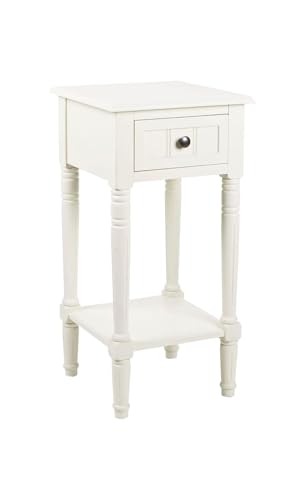Image of Decor Therapy Accent Table with Storage, Traditional Style, Narrow End Table, Sturdy, Antique White, Wood - (28 inch x 14 inch x 14 inch)