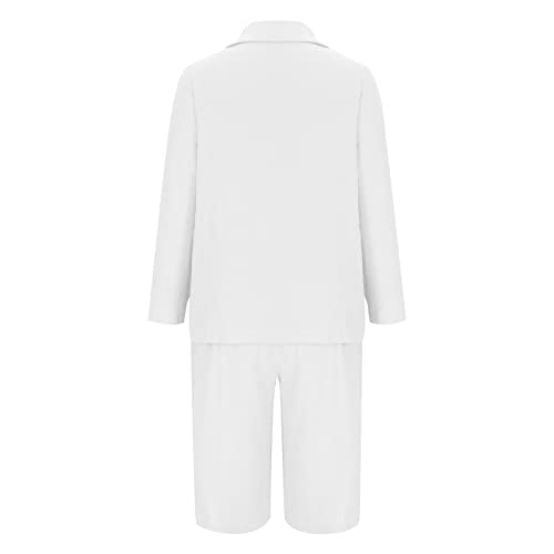 2 Piece Sets for Women Summer Linen Long Sleeve Blazer and Shorts Set 2025 Dressy Casual Outfits Fashion Matching Set4