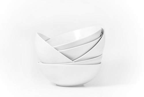 Amuse- Professional Porcelain Bistro Collection Classic Bowls for Cereal Soup and Fruit - Set of 6- 25 oz