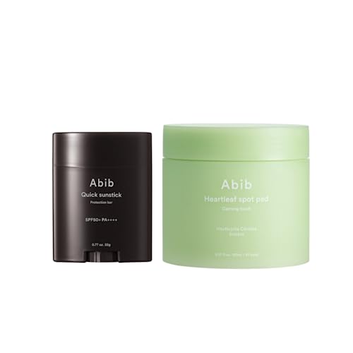 Abib Quick Sunstick Protection Bar 0.78oz + Abib Heartleaf Spot pad Calming Touch (80 pads)