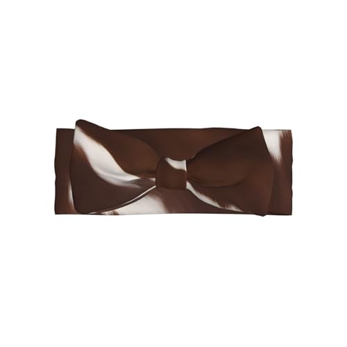 Brown Cowhide Picture Baby Bow Headband Stretchy and Soft for Newborns, Infants, Toddlers, and Kids Girls