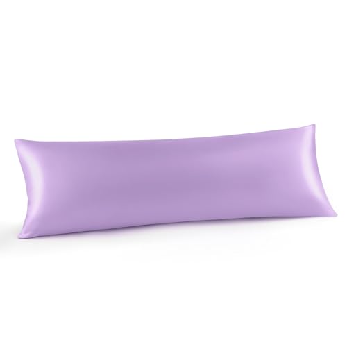 INFIIXSO Mulberry Silk Body Pillow Pillowcase, 20''x54'', Lavender, 1 Pc
