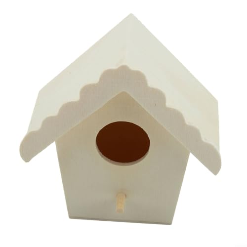 Wooden Bird House for Wild Birds, Natural Nesting Box for Backyard Garden, Handcrafted Pine Wood Birdhouse with Ventilation & Drainage Holes, Single-Layer Design