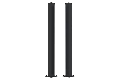 Casanoov Lot de 2 poteaux en fer CARMO 10x10cm H.145cm noir