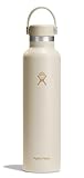HYDRO FLASK Water Bottle - Insulated Stainless Steel - Non Spill, Leakproof in 24 Oz Coconut Cream