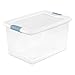 Sterilite 4 Pack Latching Box, 64 Qt Plastic Storage Container, Stackable Large Home or Office Tote Organizers with Secure Lids, White