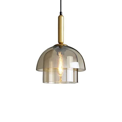 Suspension industrielle dorée plafonnier suspendu LED rustique en verre