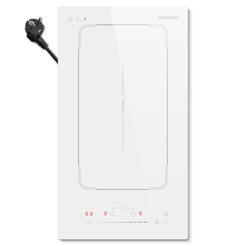 Karienvir Plaque à Induction 2 Feux Avec Prise, Plaque à Induction Encastrable de 30 cm, Induction 2 Feux Avec Zone Flexible, Fonction Boost, Minuterie et...