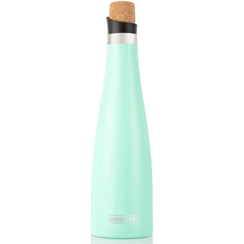 KOODEE Wine Bottle - 1000ml Insulated Stainless Steel Wine Bottle with Double Wall Vacuum Sealed Lids,for Wine Lovers Keeps Wine Cold for 24 Hours and Hot for 12 Hours (Teal,1000ml)