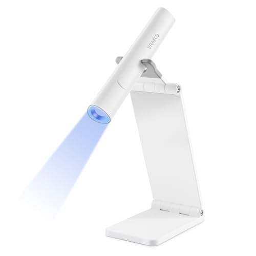 VRAIKO Minicure - Luz UV de mano para uñas de gel, lámpara de uñas UV portátil con soporte, mini lámpara LED recargable para secado rápido (Blanco)