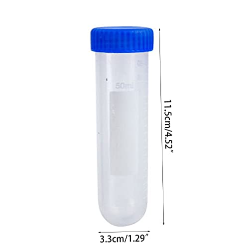 Set of 3pcs 50ml Tubes with Graduated Anti-Leaking Screw Cap Round Bottom for Ideal for Student Teache