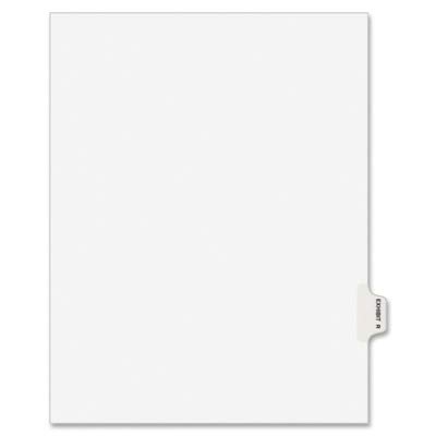 Avery Products - Avery - Preprinted Legal Side Tab Dividers, Exhibit R, Letter, White, 25/Pack - Sold As 1 Pack - Rip Proof™ reinforced tabs printed on both sides with exhibit letter. - Easy-to-read Helvetica bold type stands out. - Unpunched for flexibility in binding.