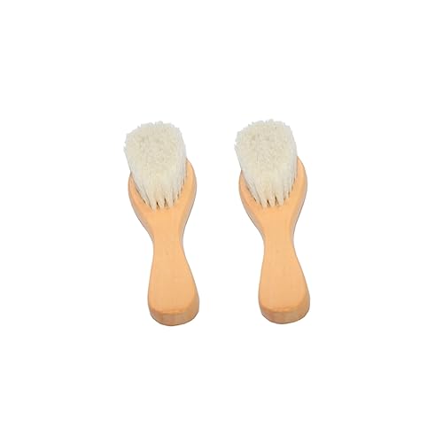 ULDIGI 2個ベビーバス用洗浄ブラシ 木製ハンドル 頭皮マッサージ対応 ちゃんの髪と頭皮をやさしくケア ベビー沐浴 清掃用具