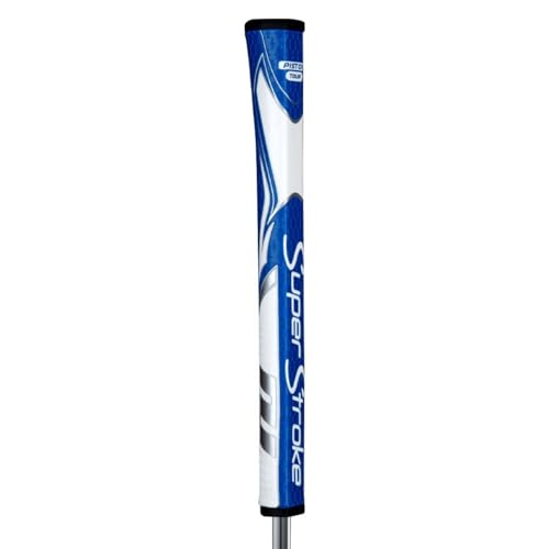 SuperStroke Zenergy Pistol Tour Golf Putter Grip with No Taper Enhanced SPYNE Technology, New Multi-Zone Texturing and Tech-Port, Blue/White