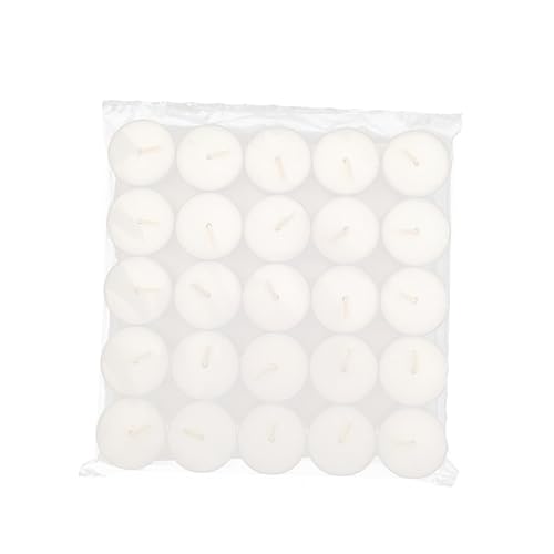 RORPOIR 50pcs Unscented Smokeless Tea Light Candles Hour Burn Natural Paraffin Wax for Weddings Parties and Holiday Decorations White