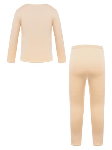 Hansber Kids Girls Thermal Underwear Tracksuit Ballet Competition Undergarments Long Johns Fleece Lined Set2